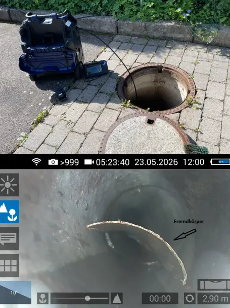 TV-Kanalinspektion: Fremdkörper im Abwasserkanal